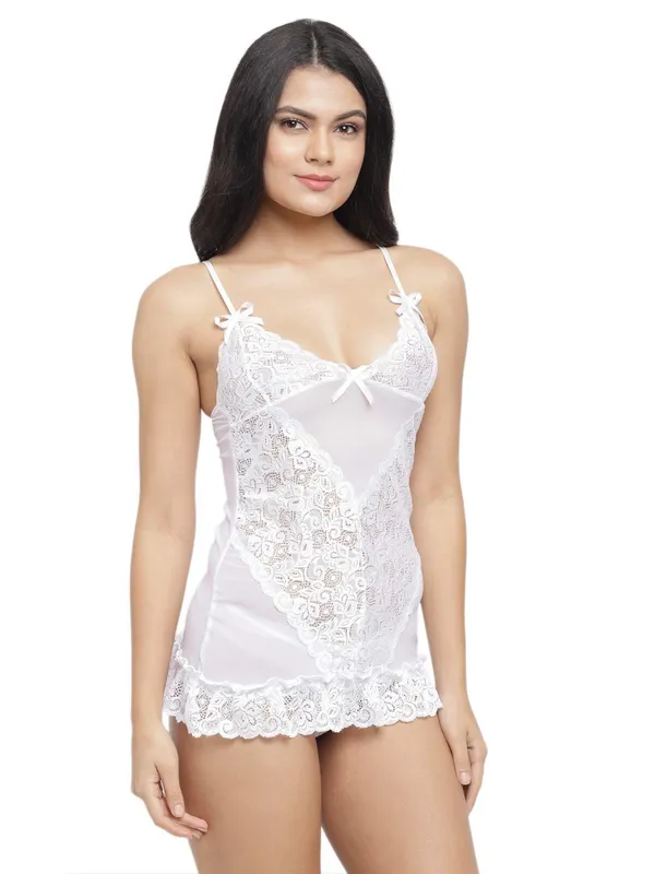 Sheer_Lace_Cups_Short_Nighty_Nightwear_Bridal_Babydoll_Dress_For_Women