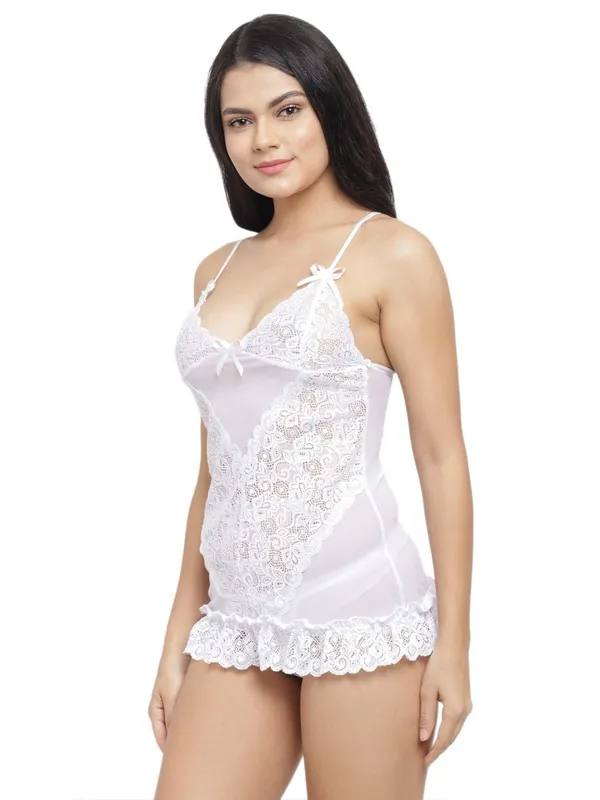 Sheer_Lace_Cups_Short_Nighty_Nightwear_Bridal_Babydoll_Dress_For_Women