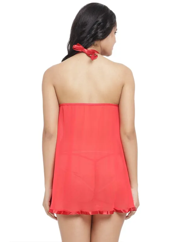 Ribbon_Style_Halter_Neck_Short_Nighty_Nightwear_Bridal_Babydoll_Dress_For_Women