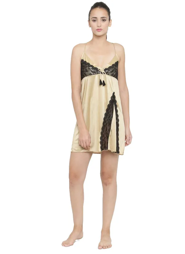 Satin_V_Neck_Short_Nighty_Nightwear_Bridal_Babydoll_Dress_For_Women