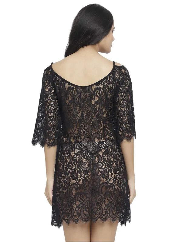 Lace_Knee_Length_Short_Nighty_Nightwear_Bridal_Babydoll_Dress_For_Women