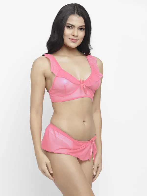 Lace_Crop_Top_Bra_Short_Side_Slit_Attached_Skirt_Lingerie_Set_For_Women