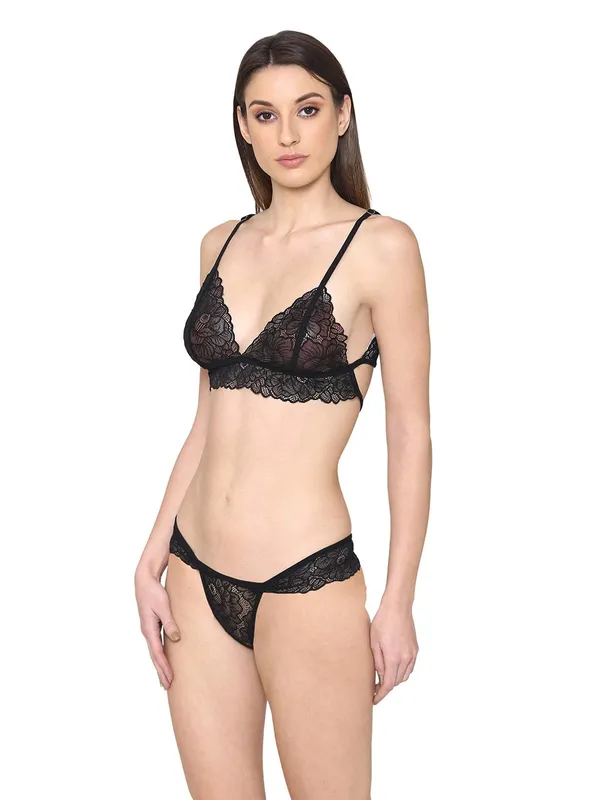 Black_Lace_Strappy_Back_Bra_Panty_Set_For_Women