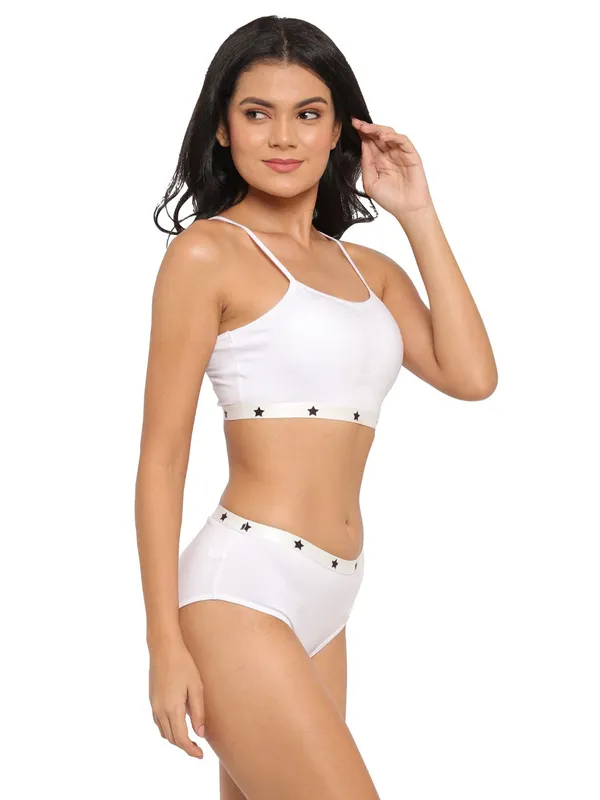 White_Cotton_Star_Print_Bra_Panty_Set_For_Women