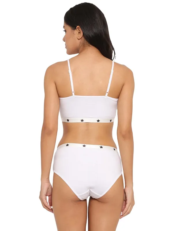 White_Cotton_Star_Print_Bra_Panty_Set_For_Women
