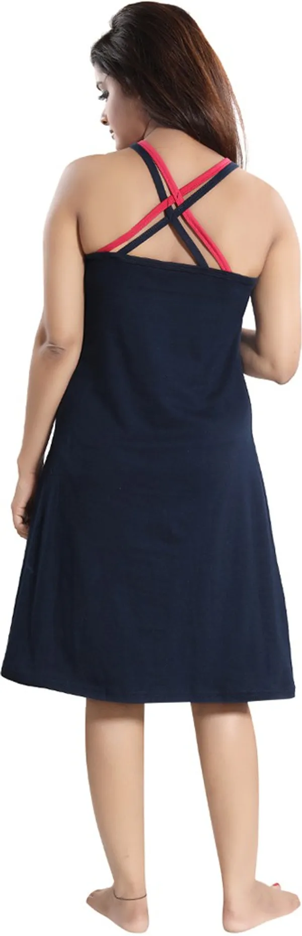 Dark_Blue_Cotton_Blend_Printed_Knee_Length_Night_Dress_For_Women