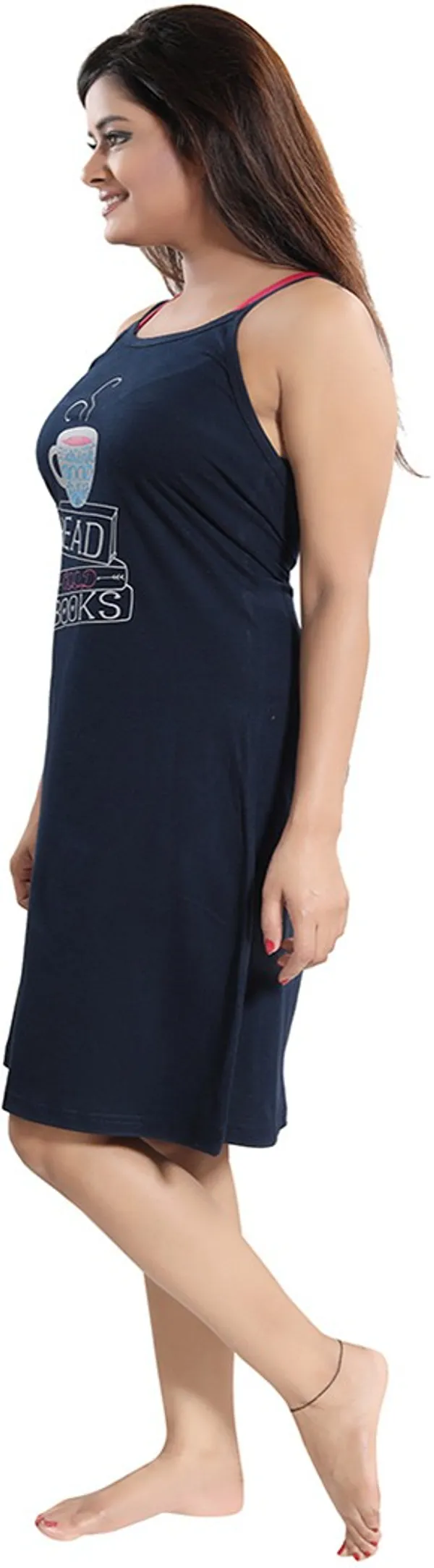 Dark_Blue_Cotton_Blend_Printed_Knee_Length_Night_Dress_For_Women