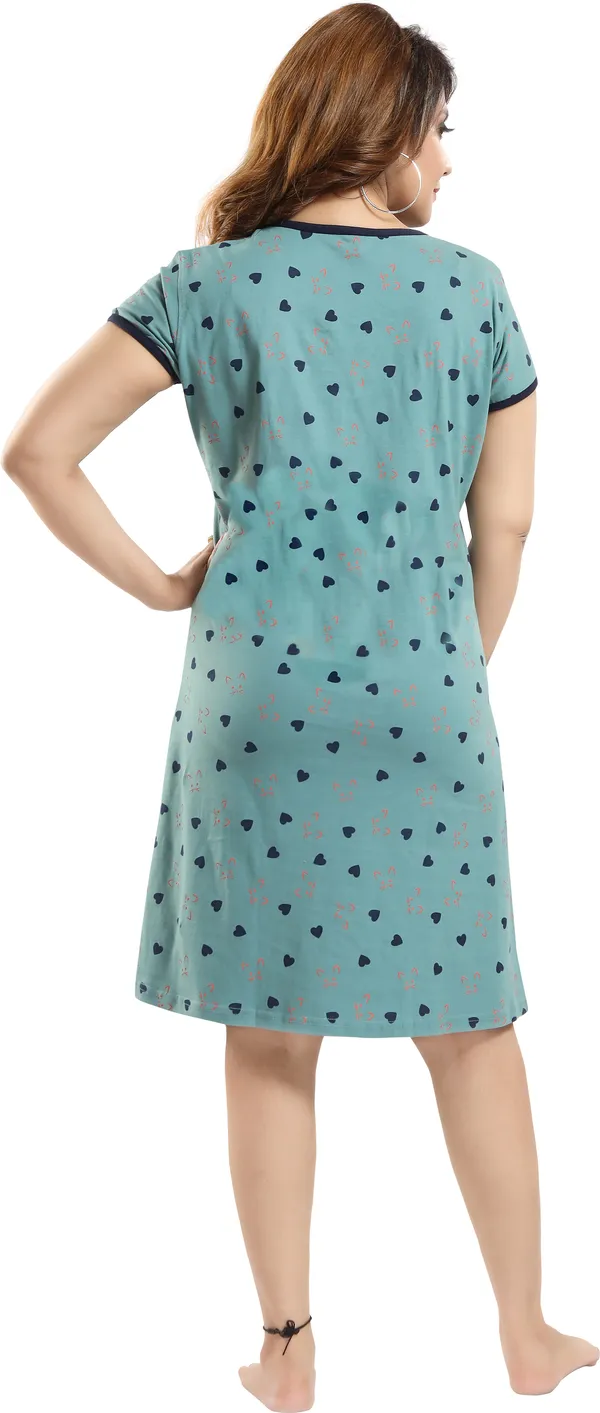 Light_Green_Cotton_Blend_Printed_Knee_Length_Nighty_For_Women