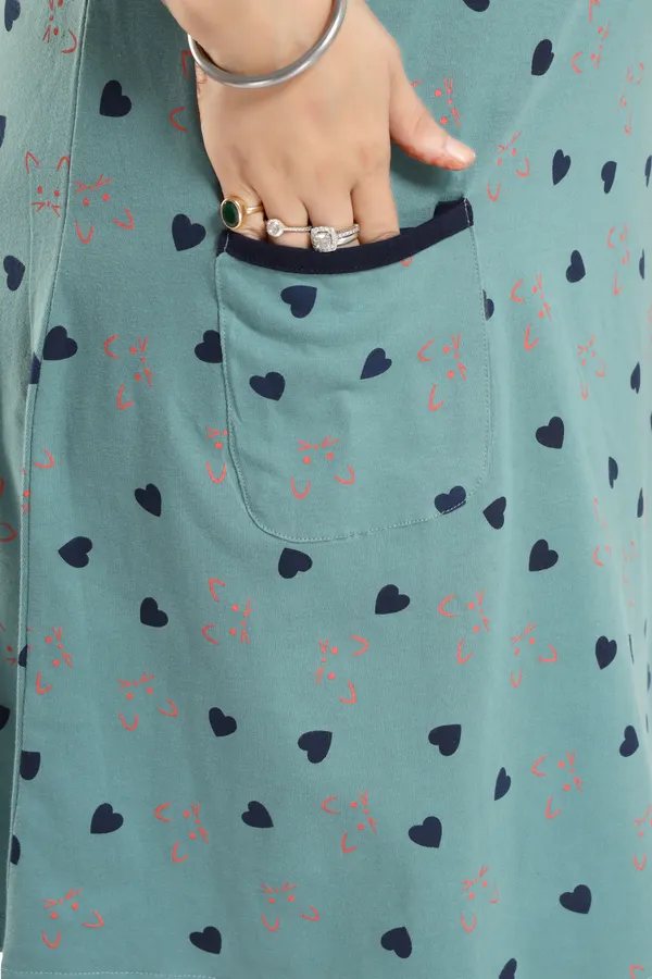 Light_Green_Cotton_Blend_Printed_Knee_Length_Nighty_For_Women