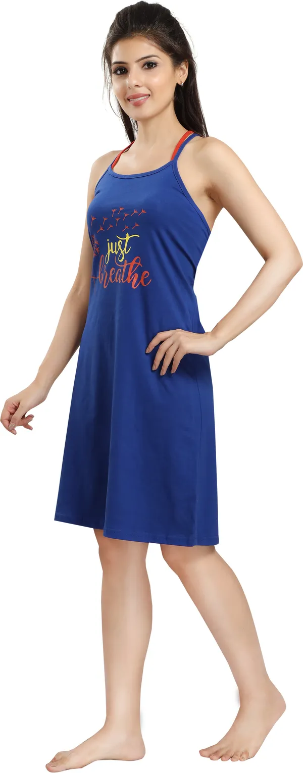 Light_Blue_Cotton_Blend_Printed_Knee_Length_Nighty_For_Women