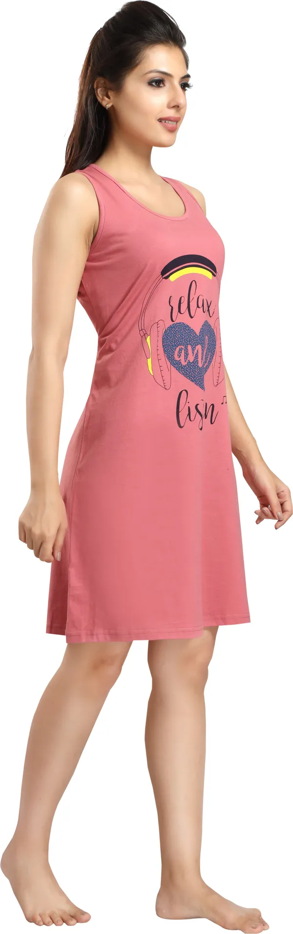 Pink_Cotton_Blend_Printed_Knee_Length_Night_Dress_For_Women