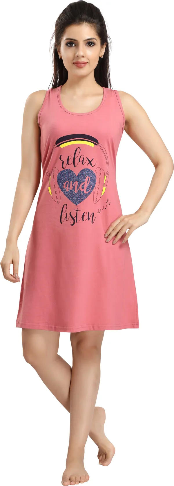 Pink_Cotton_Blend_Printed_Knee_Length_Night_Dress_For_Women