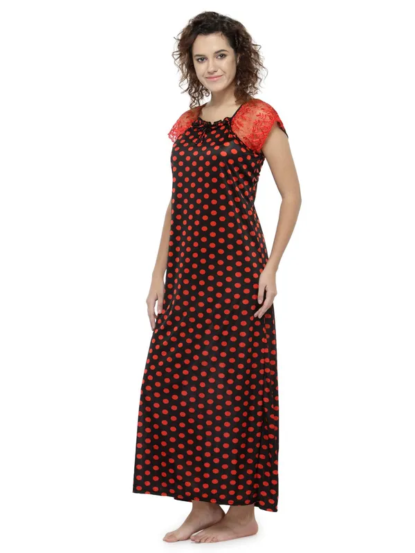Red_Satin_Polka_Print_Maxi_Nighty_Nightgown_For_Women