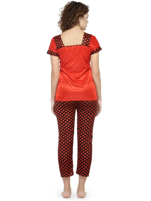 Red_Satin_Polka_Print_Pyjama_Set_Nightsuit_For_Women