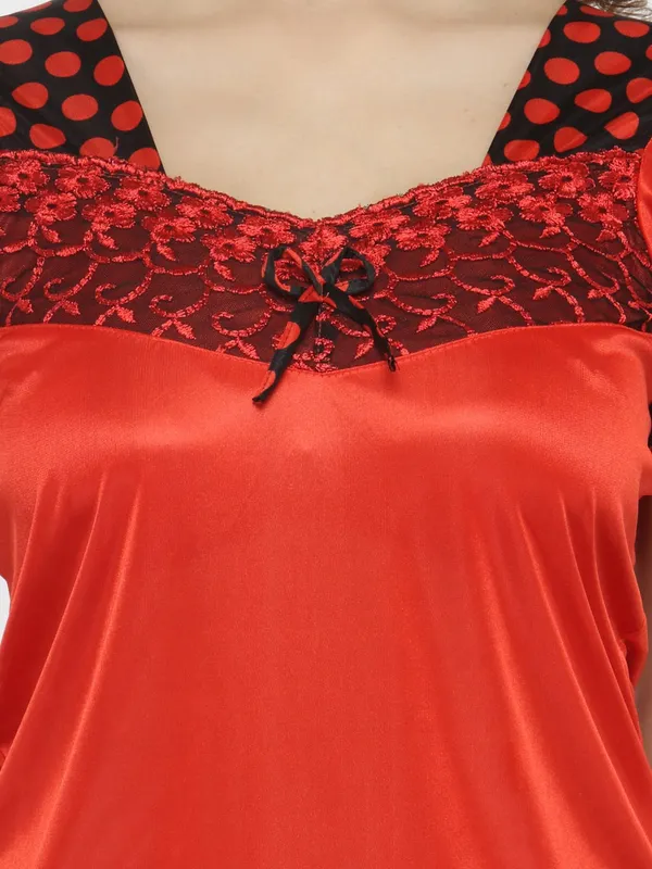 Red_Satin_Polka_Print_Pyjama_Set_Nightsuit_For_Women