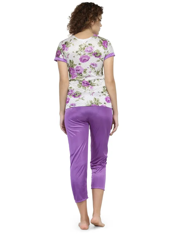 Purple_Satin_Floral_Print_Pyjama_Set_Nightsuit_For_Women