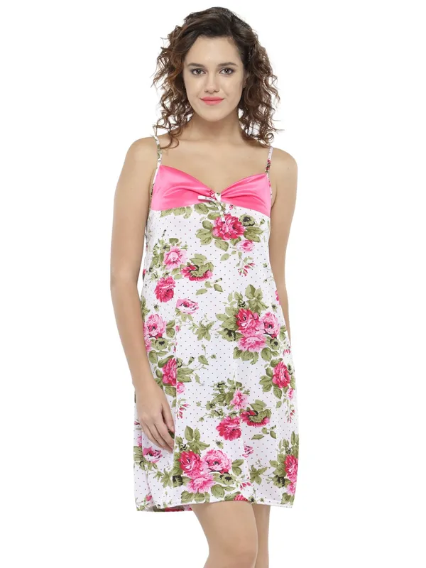 Pink_Satin_Printed_Nighty_with_Robe_Set_For_Women