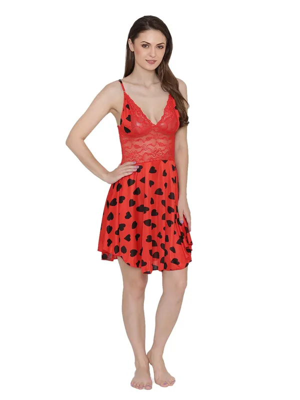 Red_Satin_Printed_Babydoll_Dress_Short_Nighty_For_Women