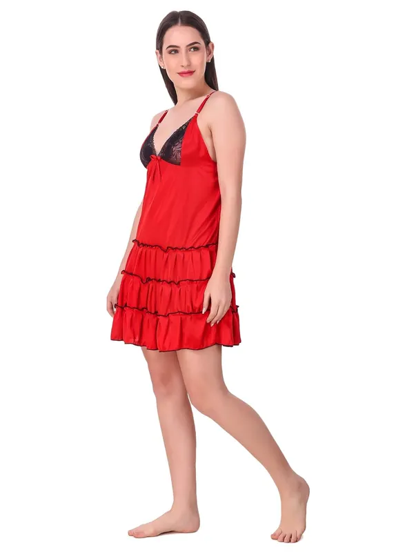 Red_Satin_Ruffle_Solid_Babydoll_Short_Nighty_For_Women