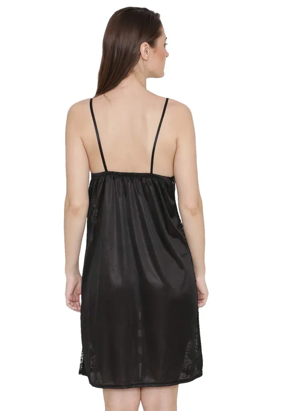 Black_Satin_Lace_Short_Nighty_Robe_Set_For_Women