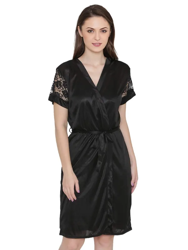 Black_Satin_Lace_Short_Nighty_Robe_Set_For_Women