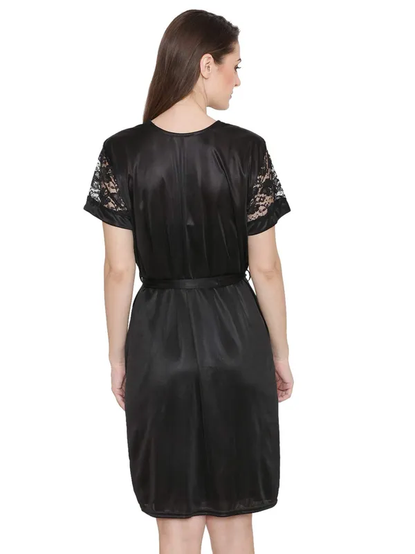 Black_Satin_Lace_Short_Nighty_Robe_Set_For_Women