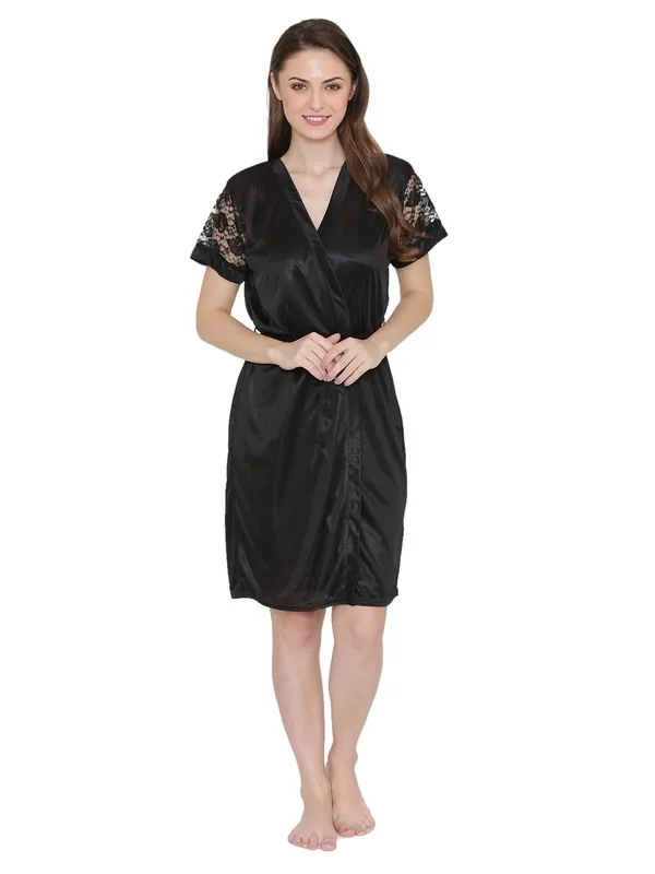 Black_Satin_Lace_Short_Nighty_Robe_Set_For_Women