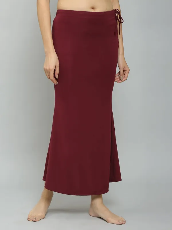 Wine_Lycra_Solid_Fishcut_Petticoat_Skirt_Saree_Shapewear_For_Women_&_Girls