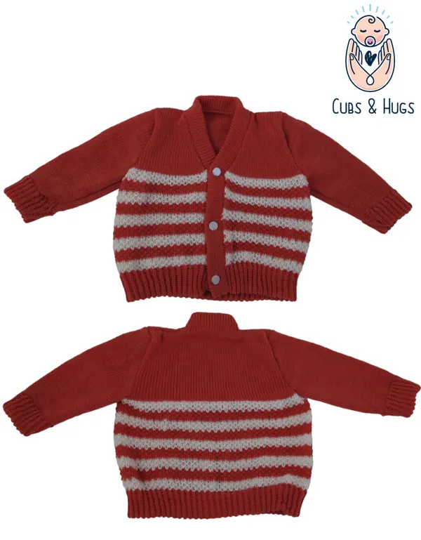Brown_Sweater_Front_Open_V_Neck_Stripe_Design_For_Baby