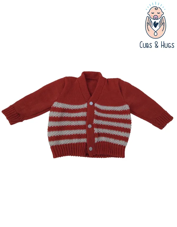 Brown_Sweater_Front_Open_V_Neck_Stripe_Design_For_Baby