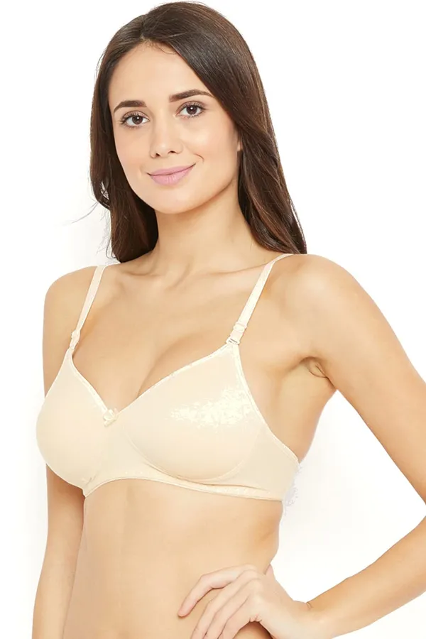 Cream_Cotton_Padded_T-Shirt_Regular_Bra_For_Women
