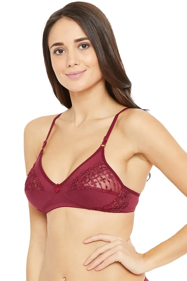 Maroon_Cotton_Non_Padded_Regular_Bra_For_Women