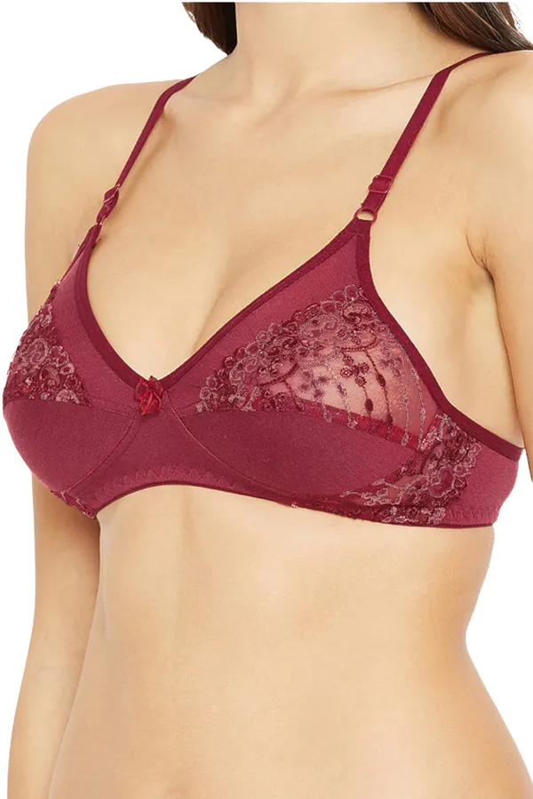 Maroon_Cotton_Non_Padded_Regular_Bra_For_Women