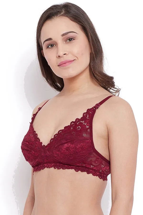 Maroon_Strechable_Floral_Lace_Non_Padded_Bra_For_Women