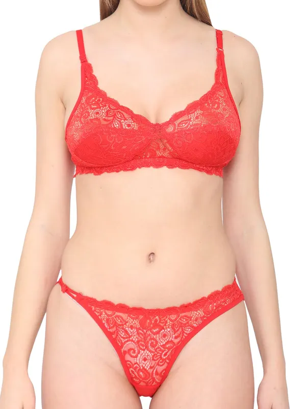 Red_Nylon_Wedding_Bra_Panty_Set_For_Women