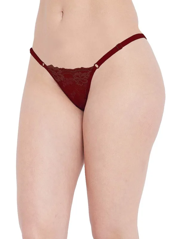 Maroon_Lace_Front_Adjustable_Waist_Thong_Panty_For_Women