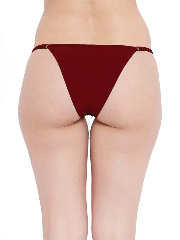 Maroon_Lace_Front_Adjustable_Waist_Thong_Panty_For_Women