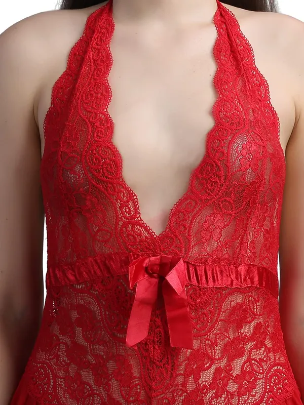 Red_Lycra_Lace_Side_Cut_Leotard_Teddy_Bodysuit_For_Women