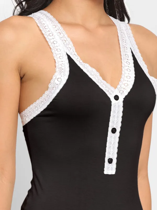 Black_Cotton_Elastane_Contrast_Side_Lace_Bodysuit_Top_For_Women