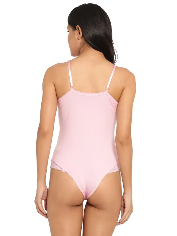Pink_Cotton_Elastane_Contrast_Side_Lace_Bodysuit_Top_For_Women