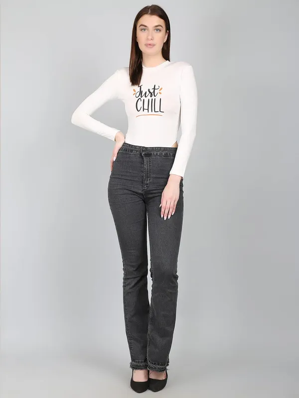 White_Nylon_High_Neck_Long_Sleeves_Bodysuit_Top_For_Women
