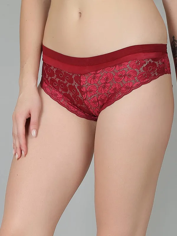 Maroon_Lace_Hipster_Brief_Panty_For_Women