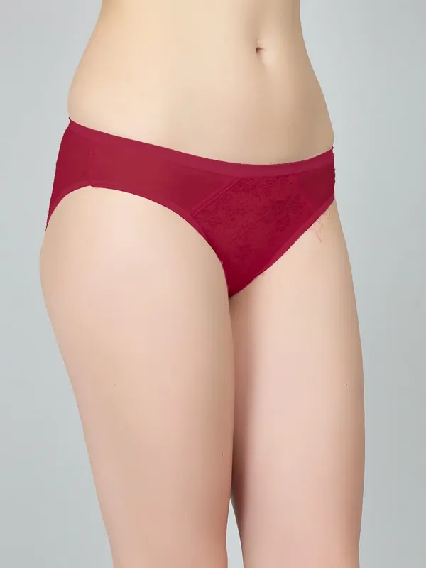 Maroon_Nylon_Hipster_Brief_Panty_For_Women