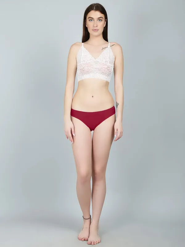 Maroon_Nylon_Hipster_Brief_Panty_For_Women