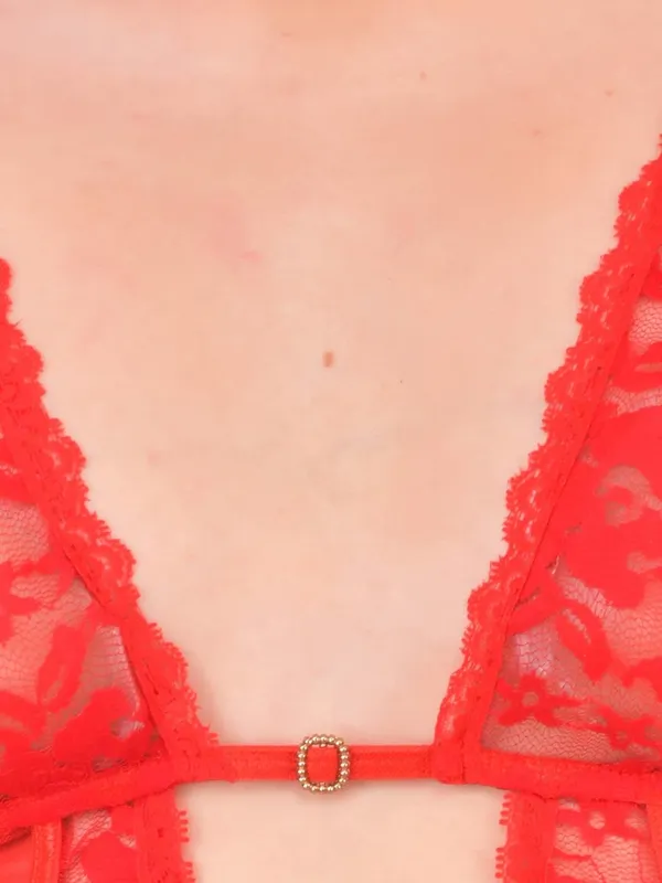 Red_Spandex_Deep_Neck_Lace_Net_Chemise_Nightwear_with_G-String_For_Women