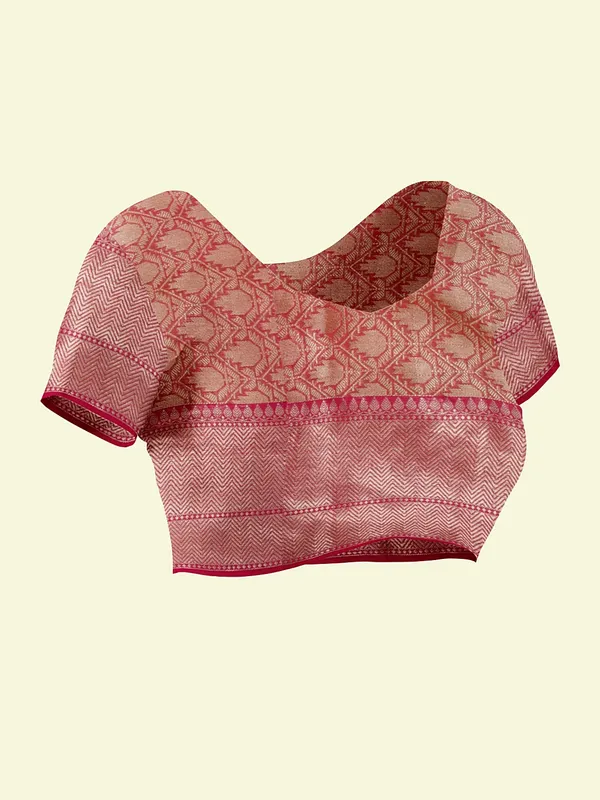 Orange_Cotton_Blend_Banarasi_Sarees_For_Women