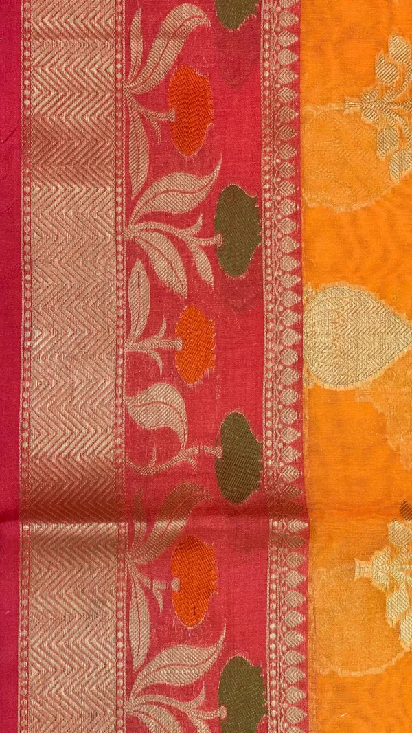 Orange_Cotton_Blend_Banarasi_Sarees_For_Women