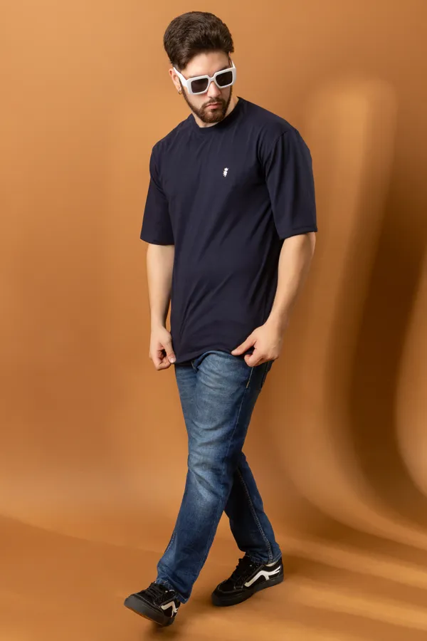 Navy_Cotton_Blend_Printed_Round_Neck_Soft_T-Shirt_For_Men