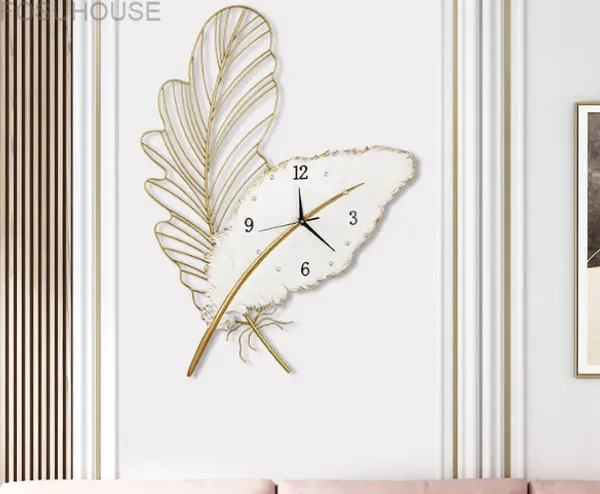 Golden_&_White_Iron_Premium_&_Elegant_Rust_Free_Wallclock_Of_(18_X_28)_In