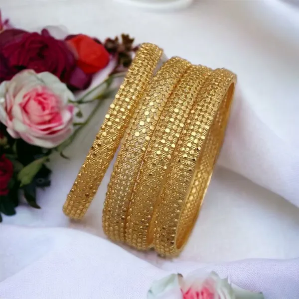 New_Designer_High_Gold_Plated_Dot_Design_Fancy_4_Pcs_Bangle_For_Women